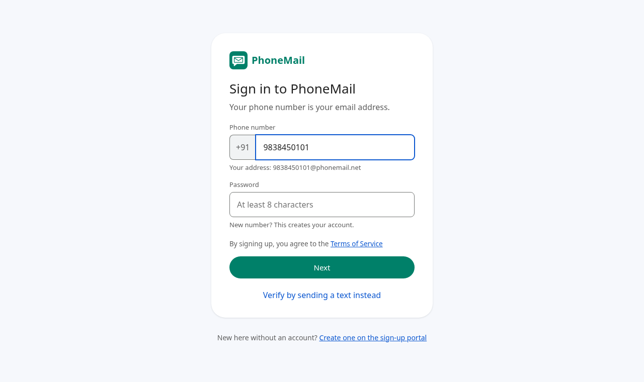The sign-in screen