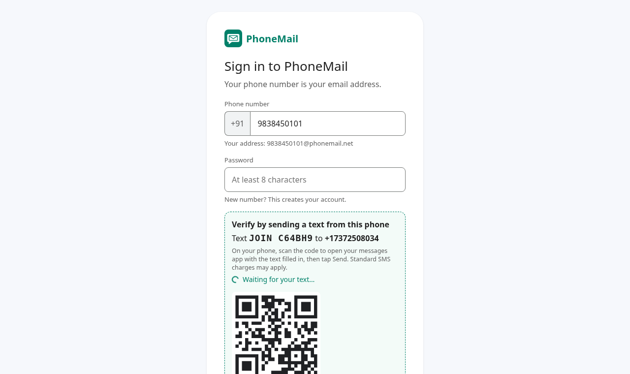 Verifying by sending a text